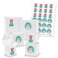 itenga Adventskalender 24x Geschenkbox Würfel Quader Weiß Zahl Rentierbande Rosa