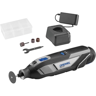 Dremel 8240 Akku-Rotationswerkzeug, 12V 2Ah Lithium-Ionen-Akku, Multifunktionswerkzeug Set mit 5 Zubehören, variable Drehzahl 5.000–35.000/min, und schnelle Ladezeit