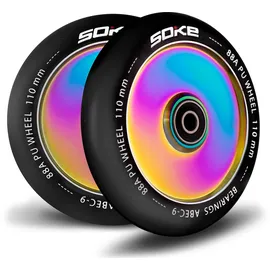 Soke Scooter Räder 1679, 5x12x12cm, Zwei Stück, Gold, Langlebig, für Kinder, Jugendliche, Erwachsene, Profis | Kickscooter Scooter Wheels Suitable for Razor/Cox/Albott and most Freestyle Scooters