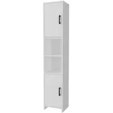 [en.casa] Rautrina Hochschrank 180 x 35 x 30 cm Weiß Holz, Spanplatte