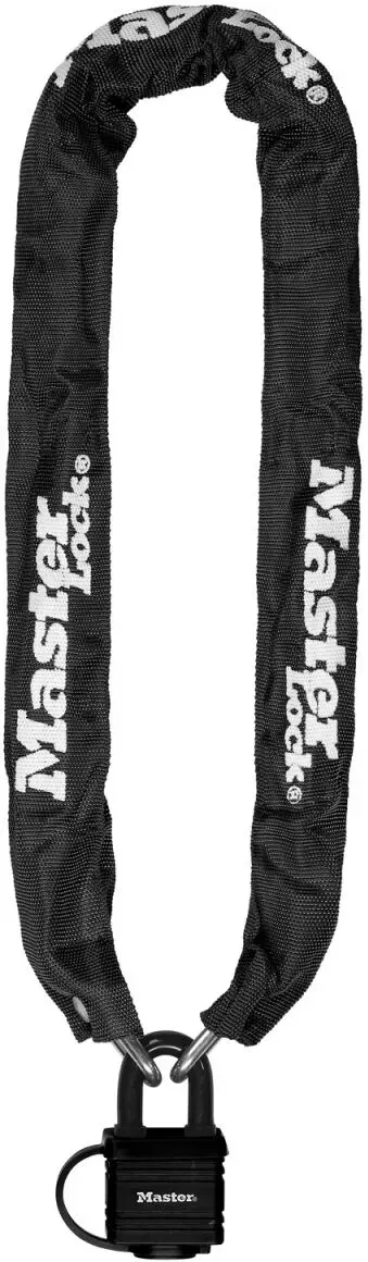 MASTER LOCK Vorhngeschloss aus beschichtetem Stahl, Breite: 40 mm, mit Kette aus gehrtetem Stahl, Lnge: 90 cm, Durchmesser: 6 mm, schwarz
