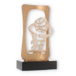 Pokal Zamakfigur Frame Basketball gold-weiß auf schwarzem Holzsockel 23,5cm