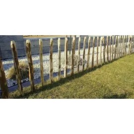 H4L Staketenzaun Holzzaun 120cm Höhe, Haselnuss, Zaun 5m Länge, Gartenzaun, 4-6cm Lattenabstand,