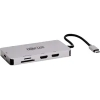 Tripp Lite USB-C Dock Dual Display - 4K 60Hz HDMI USB 3.2 Gen 1 USB-A Hub, GbE Memory Card 100W USB-C Ladung, 3 Jahre Garantie (U442-DOCK) 8G-GG