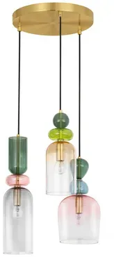 NOVA LUCE Pendelleuchte »Murano «, LED, 3-flammig, goldfarben/bunt - goldfarben | bunt