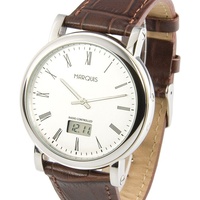 Elegante Herren Funkuhr (deutsches Funkwerk) Armbanduhr Lederband 964.6066