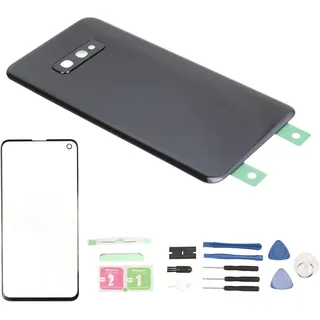 Ersatz-Handyrückseiten, S10e-Front-Außenglas-Bildschirm und Rückseiten-Glasabdeckungs-Reparatur-Set, Telefonglas-Bildschirm und Hintere Abdeckung, Kompatibel für Galaxy S10e (Schwarz)