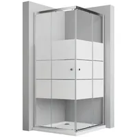 Boromal Eckdusche Doppel Schiebetür Duschkabine 80x80 Eckeinstieg Duschtür 5mm ESG 185H, BxT: 80x80 cm, Vollrahmung für hohe Stabilität und Dichtigkeit silberfarben