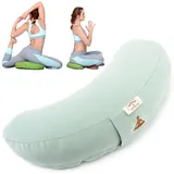 sei Design Halbmond Yogakissen Meditationskissen Yoga Kissen mit Buchweizenschalen-Füllung Yoga Block Bodenkissen groß Meditation Sitzkissen 46x25x10 Mint