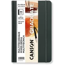 Canson Graduate Book, Skizzenbuch, doppelseitig: körnig und glatt, 220 g/m2, Sketchbook Hardcover, 14 x 21,6 cm, Natur, 64 Blatt, 5.5x8.5, Getöntes hellbraunes Papier