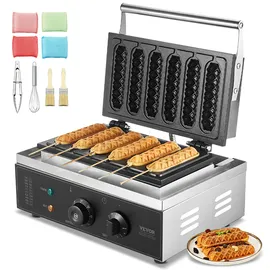 Vevor Waffeleisen 6-teilig 1500 W Silber