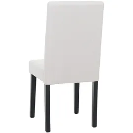 Mendler 6er-Set Esszimmerstuhl Littau, Stuhl Küchenstuhl Hochlehner, Stoff/Textil Cord Holz ~ creme, dunkle Beine