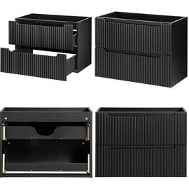 [en.casa] Waschtisch Newport 100x60x40 cm Schwarz/Eichenoptik