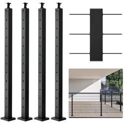 VEVOR 4er-Set Kabelgeländerpfosten 107x5x5cm Pfosten mit horizontalen Löchern