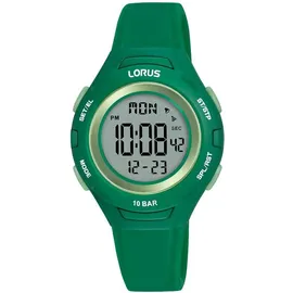 Lorus R2391PX9 34 mm Digitalgehäuse grün Silikonarmband grün One Size