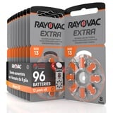 96 Hörgerätebatterien Rayovac Extra 13. 12x8 Stück