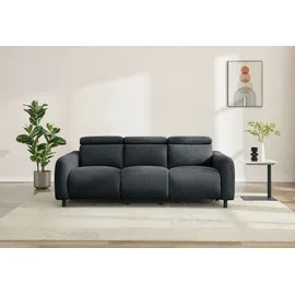 OTTO home 3-Sitzer OTTO HOME "SKAANE Struktur-Sofa, 229 cm, manuelle-u. elektrische Relaxfunktion", grau (anthrazit), B:229cm H:100cm T:100cm, 100% Polyester, Sofas, Relax-Funktion in 2 Sitzen, Kopfteilverstellung, Federkernpolsterung