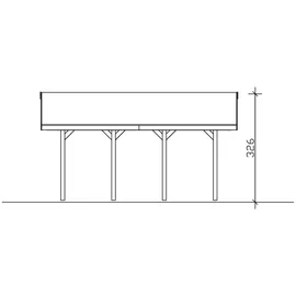 SKANHOLZ Wallgau Einzelcarport 4,30 x 6,00 m schiefergrau mit roten Schindeln und Pfostenanker