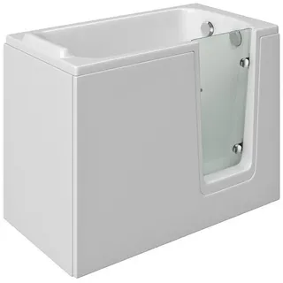 Dusche-24 Badewanne Badewanne mit Tür 121x65 cm HODEEP mit Tür inkl. Schürze und Ablauf weiß