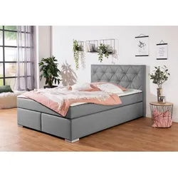 Boxbett INOSIGN "Tynan", grau, B:154cm L:210cm, Komplettbetten, Boxspringbett, wahlweise mit Bettkasten, in H2, H3 & H4 erhältilich