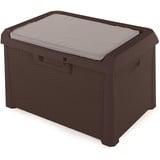 Ondis24 Kissenbox Santo kompakt Auflagenbox Gartenbox Allzweckbox Sitztruhe 120 Liter (Kompakt, Braun)