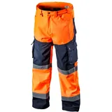 NEO TOOLS Herren Warnschutz-Arbeitshose, wasserfest (Wassersäule 8000 mm), atmungsaktiv (3000 m2 MVP), Softshell aus 100% Polyester mit Fleece-Innenfutter, Orange/Gelb, S-3XL - Orange 3XL - 3XL