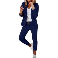 KDEIHT Hosenanzüge für Damen Anzug Business 2 Teilig Elegant Blazer Set Einfarbig Zweiteilig Revers Anzugjacke Hosenanzug Festlich Outfit Slim Fit Freizeitanzug Modern Büro Tracksuit - XL