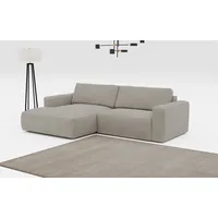 Ecksofa COTTA "Lasso L-Form, XL-Sofa" Sofas Gr. B: 288cm, Struktur fein, Recamiere links, grau (elephant) mit breiter Recamiere im trendigen Cord oder angenehmen Strukturstoff