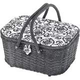 Kobolo Nähkästchen Nähkorb Nähkörbchen Nähkasten - florales Design - 35x27x17 cm Organisationseinsatz Textil
