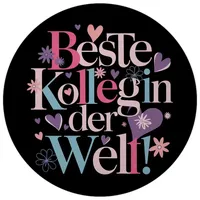 Speecheese Beste Kollegin Magnet rund Welt Illustration auf schwarzem