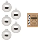 inges magic & goodz 24 Stück in Kartonbox Christbaumkugeln Weihnachtsbaumkugeln silber glanz