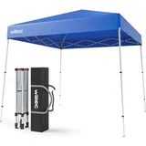 Wiltec Faltpavillon 250 x 250 x 270 cm blau wasserdicht, Pavillon mit Zentralverschluss, Gartenpavillon mit verstellbaren Beinen, Partyzelt für Festival