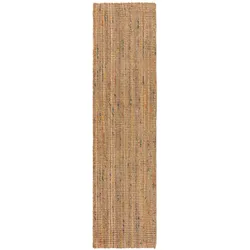 Läufer FLAIR RUGS "Jute Boucle", bunt, B:60cm H:7mm L:230cm, Jute, Teppiche, aus 100% Jute, mit Fransen, aus Naturfasern