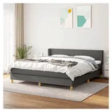 Lattenrost mit Matratze, Dunkelgrau, 180 x 200 cm, Stoff, Plattformbett, mit Lattenhalter, einfache Montage für Schlafzimmer, Erwachsene