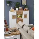 Quartier Highboard 122 x 122 x 39 cm Weiß / Eiche