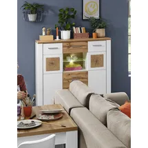 Quartier Highboard 122 x 122 x 39 cm Weiß / Eiche