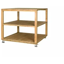 Zentraldisplay auf Rollen, 3 Ebenen, Massivholz