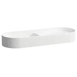 LAUFEN Sonar Doppelwaschtisch-Schale H8123490001121 100x37cm, mit Textur, ohne Hahnloch, ohne Überlauf, weiß
