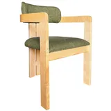 Casa Padrino Luxus Esszimmer Stuhl mit Armlehnen Grün / Naturfarben 56 x 54 x H. 82 cm - Massivholz Küchen Stuhl - Esszimmer Möbel - Restaurant Möbel - Massivholz Möbel - Luxus Möbel