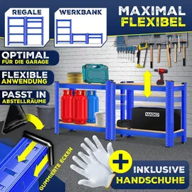Masko Lagerregal 4 Ablagen Metall 160 cm x 80 cm x 40 cm blau