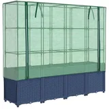 vidaXL Hochbeet mit Gewächshaus-Aufsatz Rattan-Optik Blaugrau 160 x 153 x 40 cm