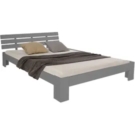 Homestyle4u Holzbett 160x200 mit Lattenrost in Grau 2038