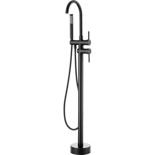 Vevor Freistehende Badewannenarmatur mit Handbrause, Klassisch Badewannen Armaturen Set 98 cm Hohe, Mattschwarz Badewannenhahn 1,61 GPM Durchfluss, Badewanne Wasserhahn Duschsystem Duscharmatur
