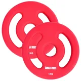 GORILLA SPORTS® Neopren Hantelscheiben - 2er Set, 2x1kg, 2x2kg, 2x3kg, 2x4kg, 2x5kg Gewichte, 30/31 mm Bohrung, mit Griffen, Gusseisen - Gewichtsscheiben, Hantelscheiben-Set