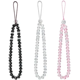 SCJJZ handykette,handykette universal,universal handykette,handyanhänger,handschlaufe kamera,Set mit 3 Handy-Lanyard-Charms, Handy-Charm, glänzende Kristallperlen, Handgelenk-Lanyard