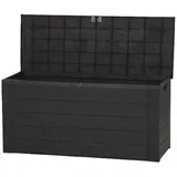 Garten Kissenbox Für Auflagen In Holz Optik - Ca. 120 X 58 X 48 Cm - Kunststoff Auflagenbox Mit Deckel 300 Liter Anthrazit/braun - Garten Truhe Box
