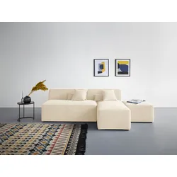 Ecksofa ANDAS "Sundstrup L-Form", beige, B:220cm H:76,5cm T:153cm, 100% Polyester, Sofas, Modulserie, individuelle Zusammenstellung