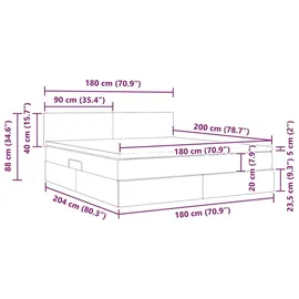 vidaXL Bett mit Stauraum und LED mit Matratze Taupe 180 x 200 cm Stoff