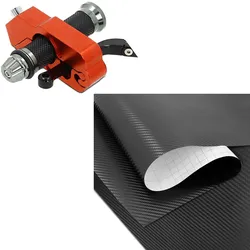 Set: Bremshebelschloss / Diebstahlsicherung PT22 orange + Wrapping Klebefolie Carbonfolie 75x100cm Carbon-Look 3D in schwarz