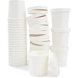 DeinPack Bio Einwegbecher Speisebecher to Go mit Deckel weiß Becher PLA Innenbeschichtung to Go Einweg Pappe I 50 stabile Karton-Becher 300 ml rund